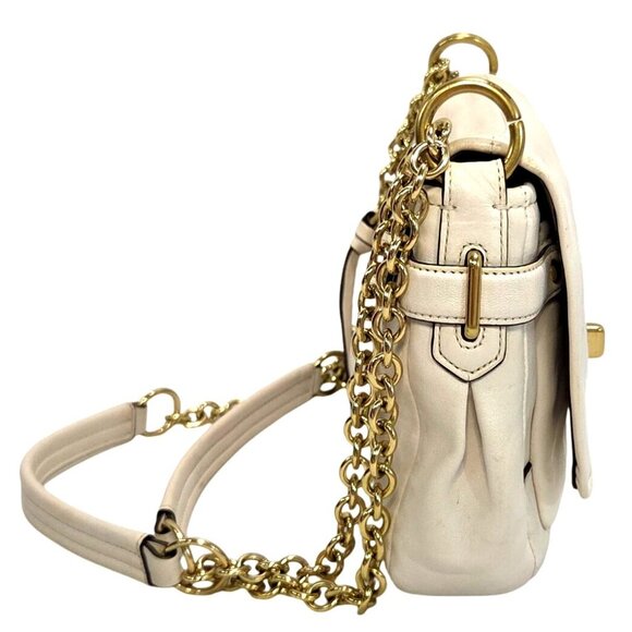 Coach Chelsea Parchment Leather Flap Turn Lock Shoulder or Crossbody Bag Chain - Picture 3 of 14